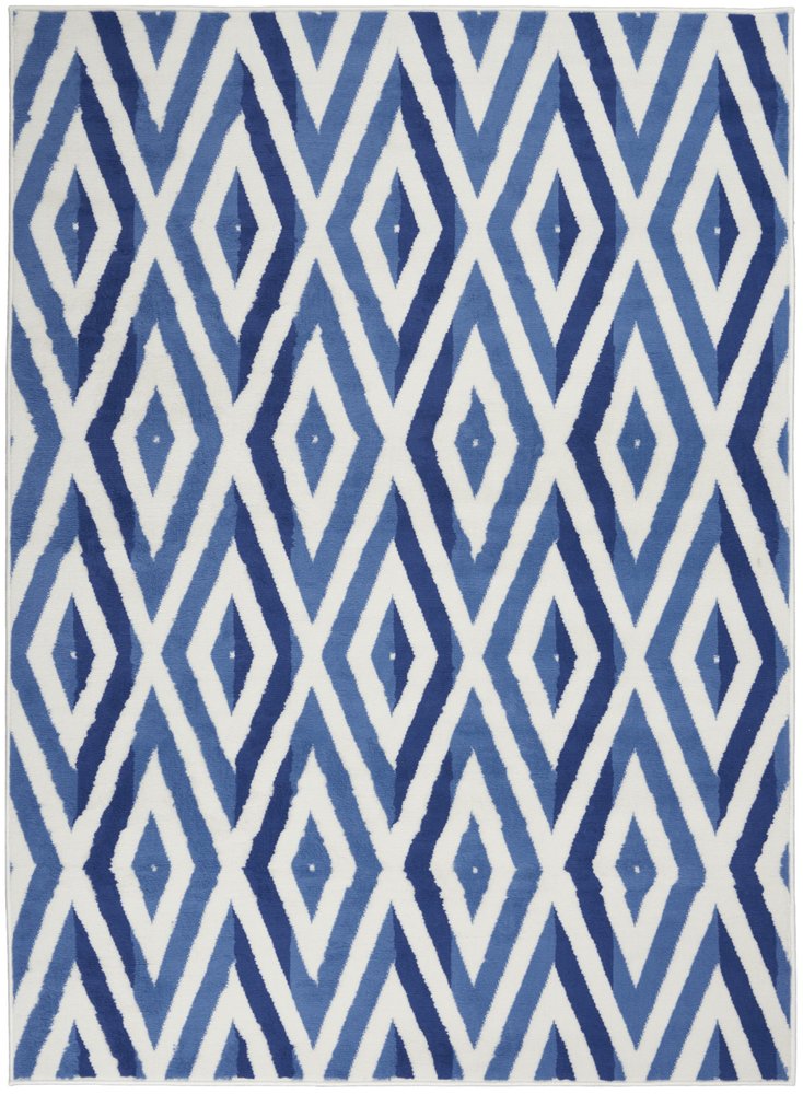 6' X 9' Ivory And Blue Geometric Area Rug