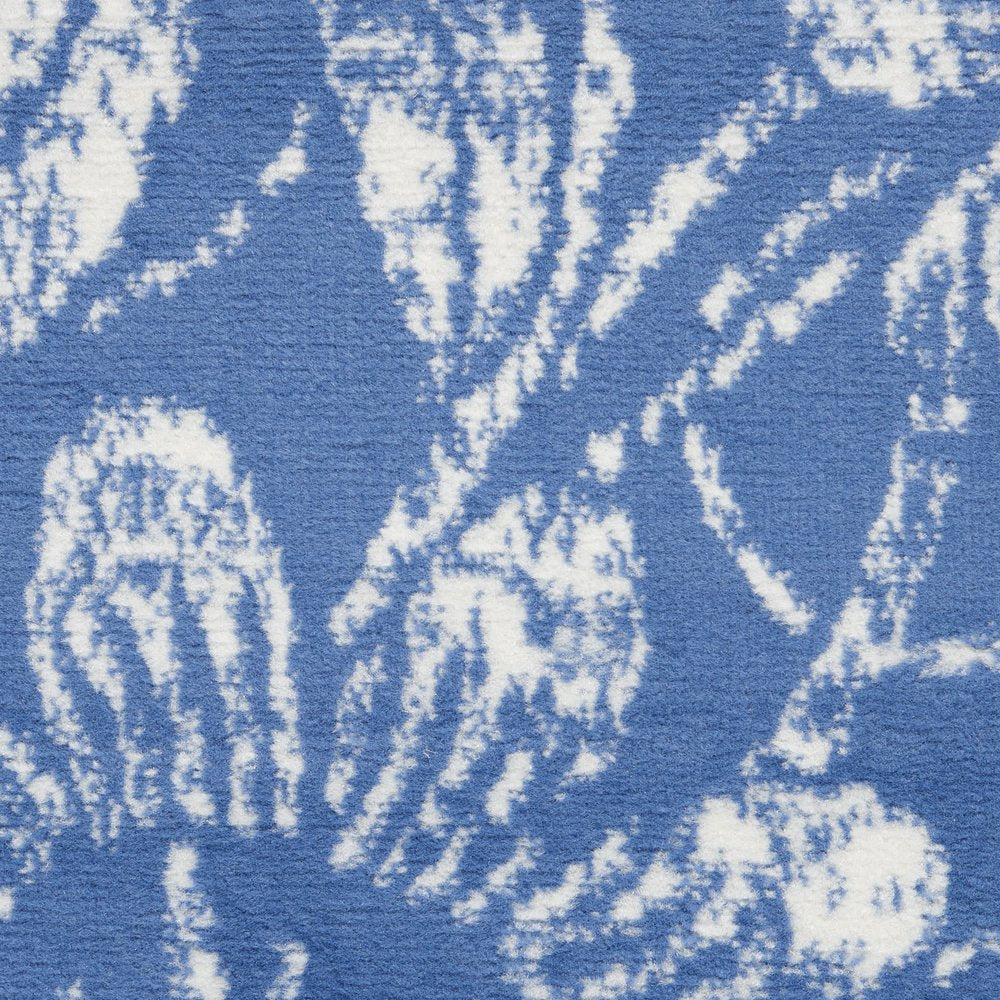 4' X 6' Blue And Ivory Floral Vines Distressed Area Rug