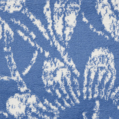 6' X 9' Blue And Ivory Floral Distressed Area Rug