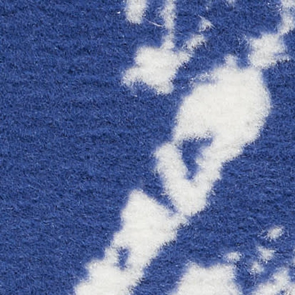 5' X 7' Ivory And Blue Floral Vines Distressed Area Rug