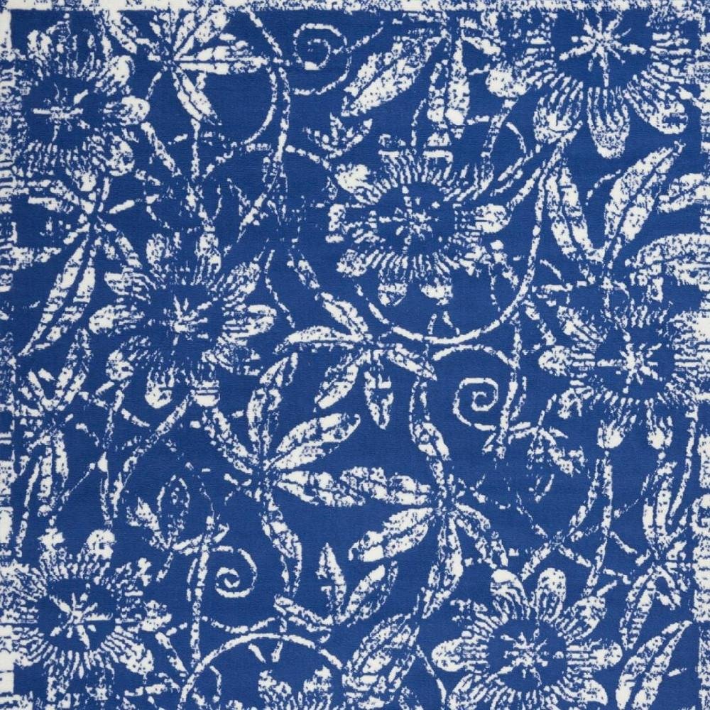 4' X 6' Navy Blue And Ivory Floral Distressed Area Rug