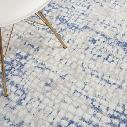 6' X 9' Blue And Gray Geometric Area Rug