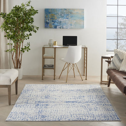 6' X 9' Blue And Gray Geometric Area Rug