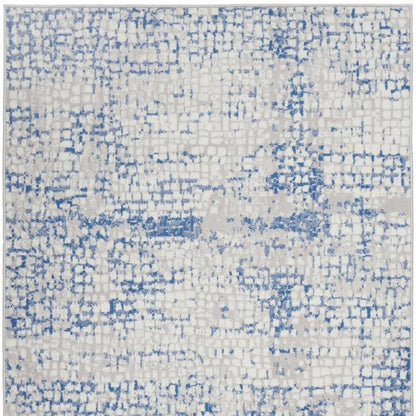 6' X 9' Blue And Gray Geometric Area Rug