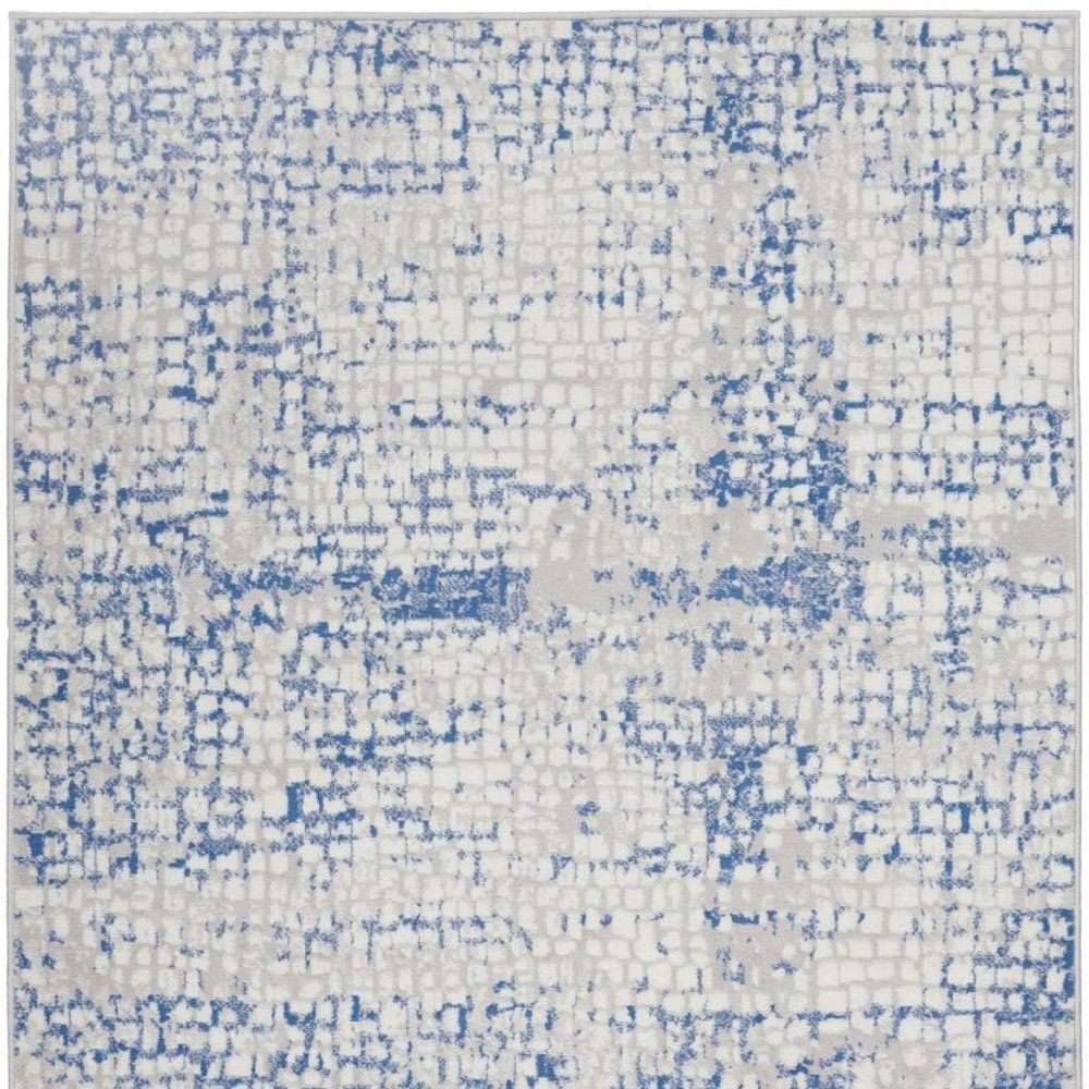 6' X 9' Blue And Gray Geometric Area Rug