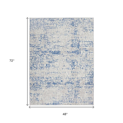 4' X 6' Blue And Gray Geometric Area Rug