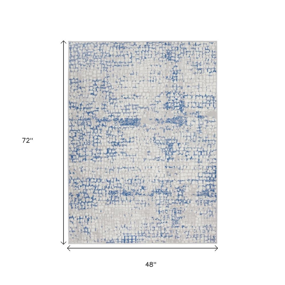 6' X 9' Blue And Gray Geometric Area Rug