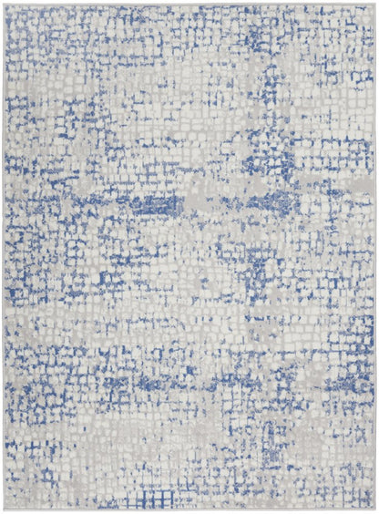 6' X 9' Blue And Gray Geometric Area Rug