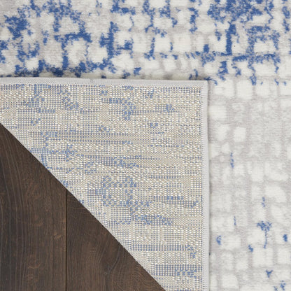 6' X 9' Blue And Gray Geometric Area Rug