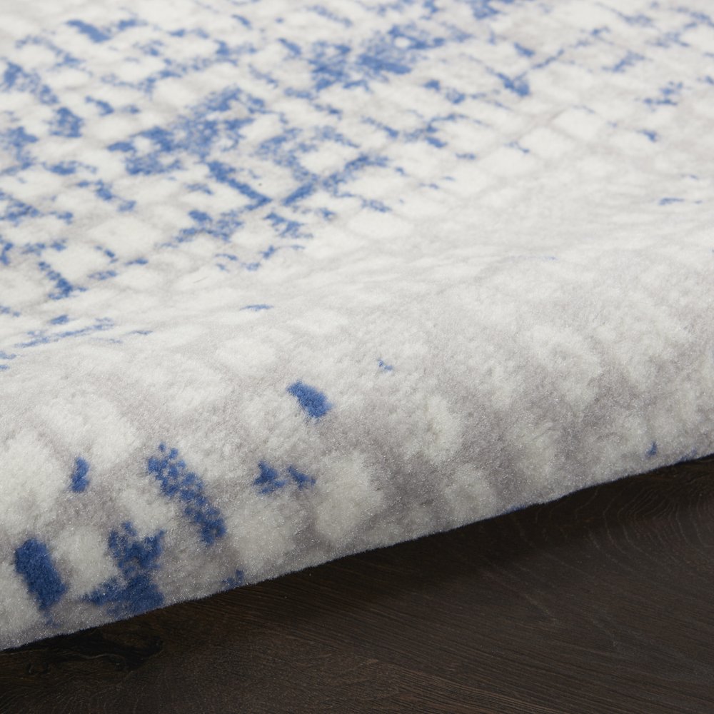 6' X 9' Blue And Gray Geometric Area Rug