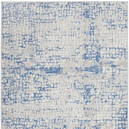 6' X 9' Blue And Gray Geometric Area Rug