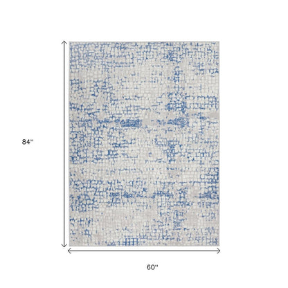 6' X 9' Blue And Gray Geometric Area Rug