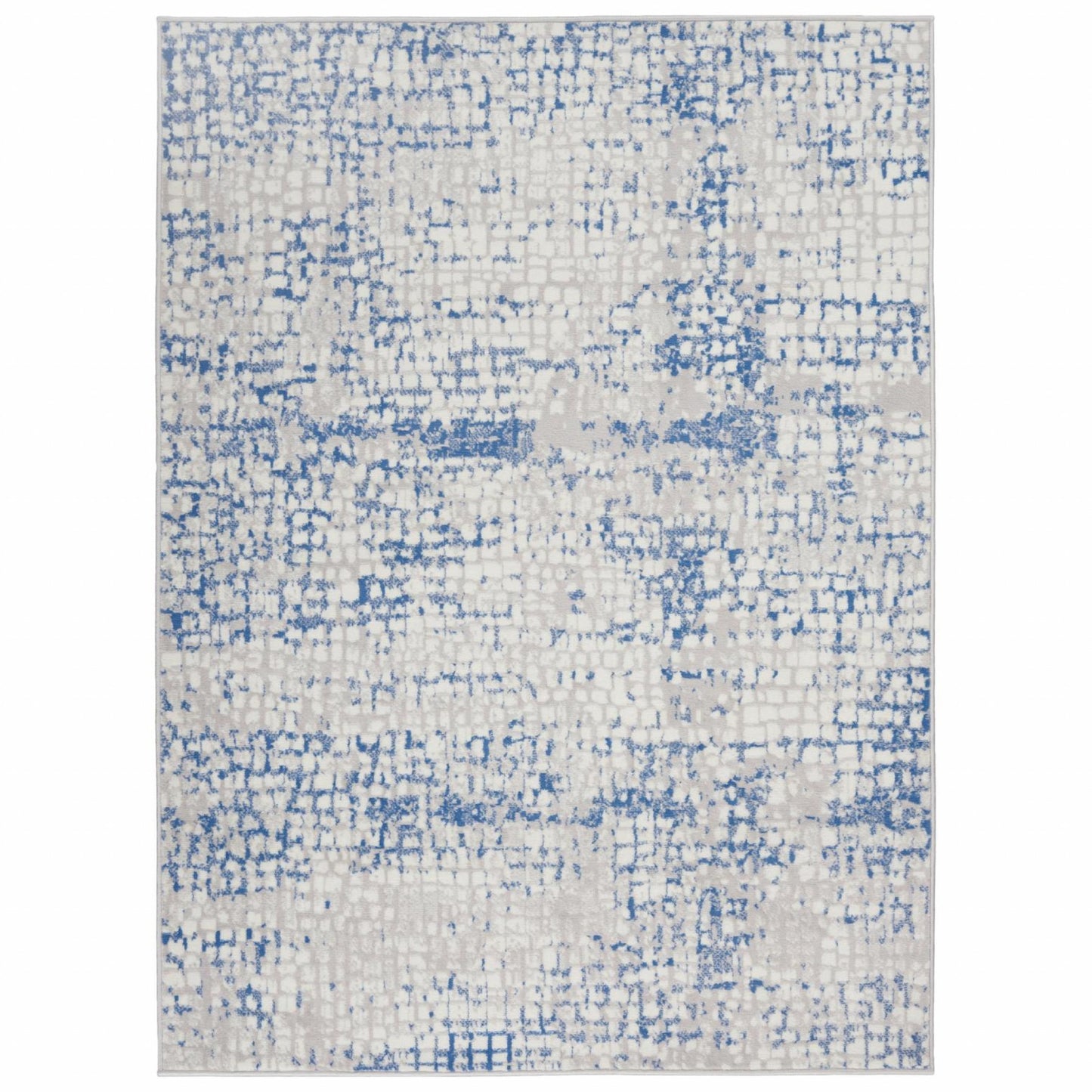 4' X 6' Blue Gray Abstract Dhurrie Area Rug