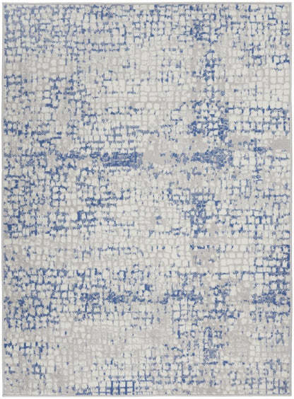 6' X 9' Blue And Gray Geometric Area Rug