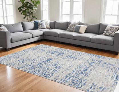 6' X 9' Blue And Gray Geometric Area Rug