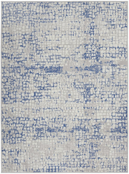 6' X 9' Blue And Gray Geometric Area Rug