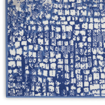 5' X 7' Ivory And Blue Geometric Area Rug