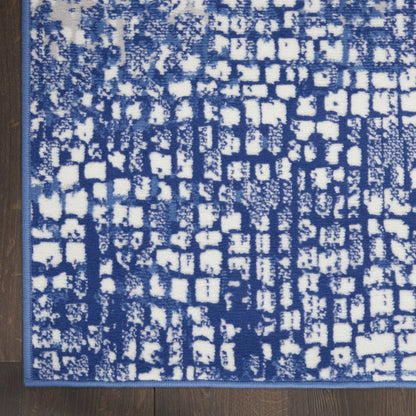 4' X 6' Ivory And Blue Geometric Area Rug