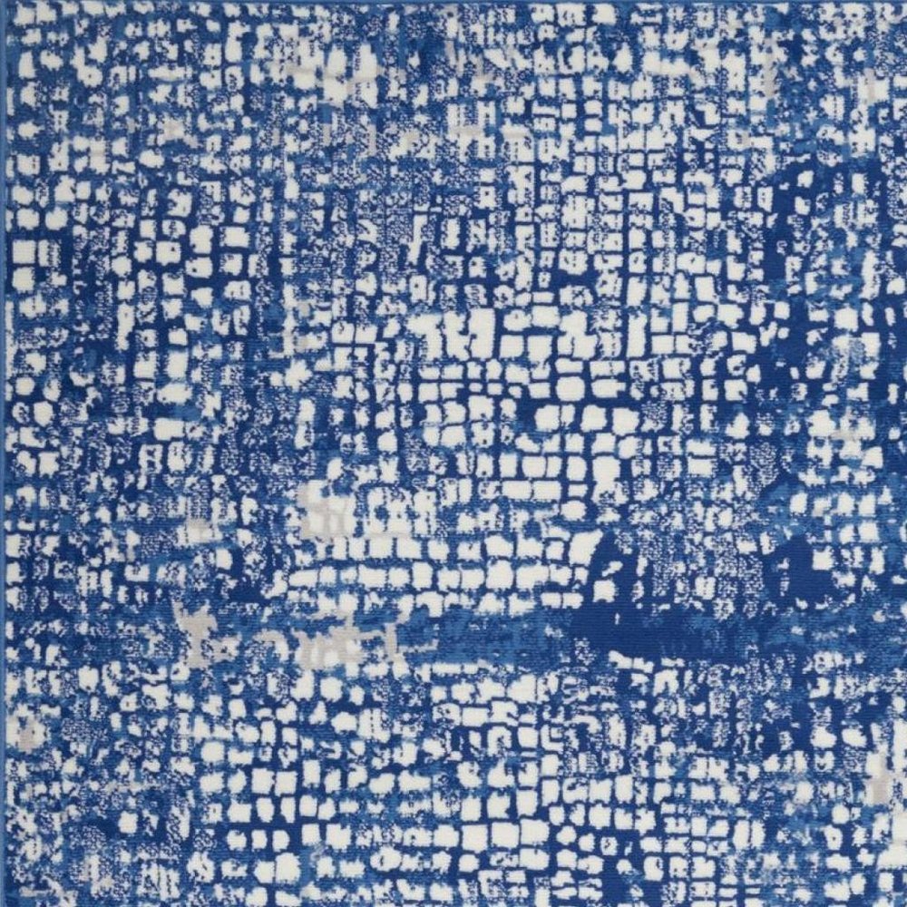 5' X 7' Ivory And Blue Geometric Area Rug