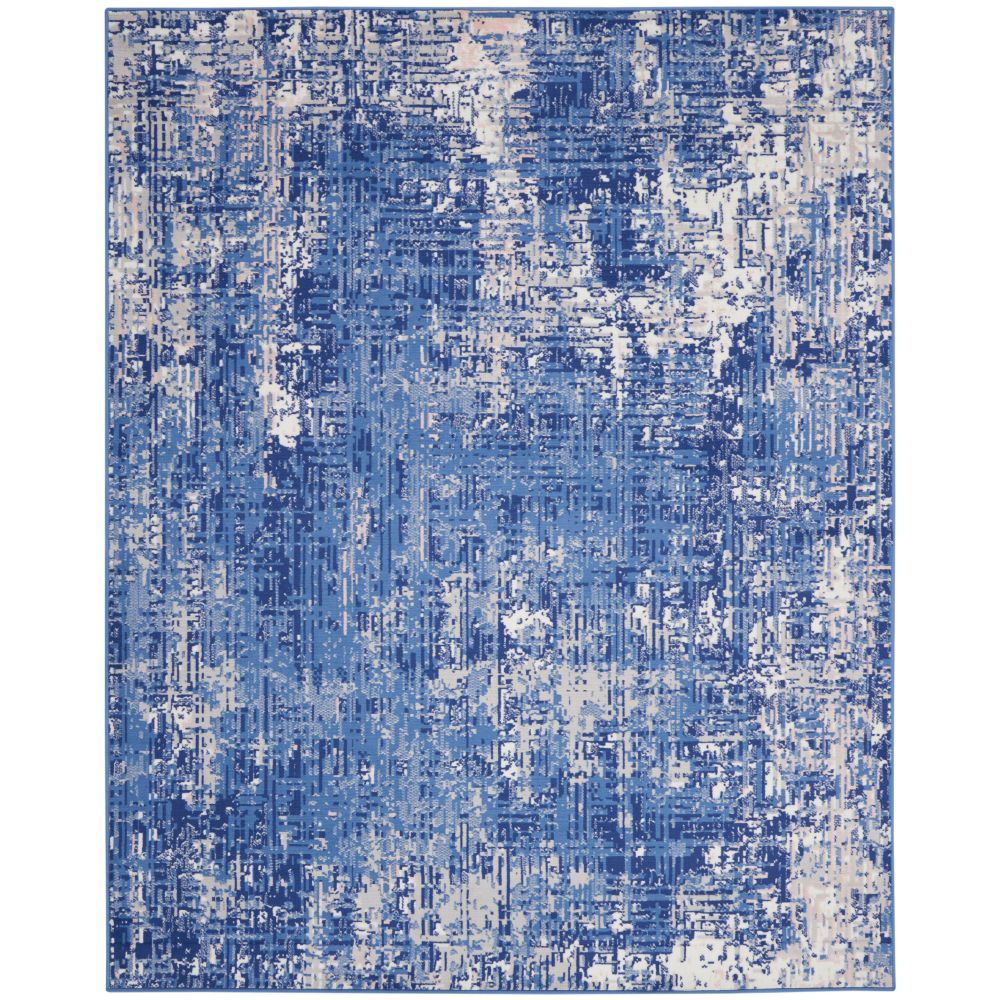 4' X 6' Blue And Ivory Abstract Dhurrie Area Rug