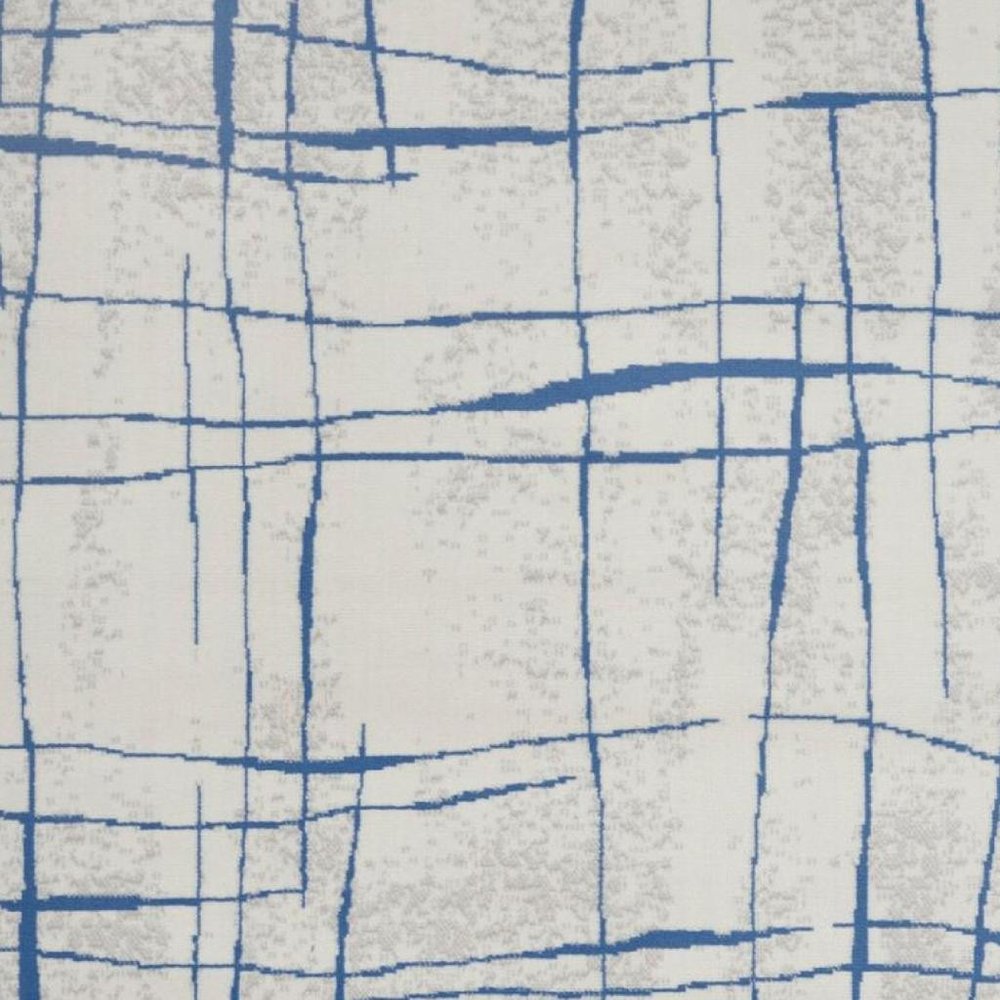 6' X 9' Ivory And Blue Geometric Distressed Area Rug