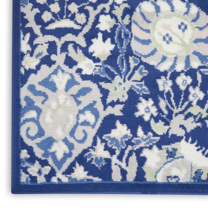 4' X 6' Ivory And Blue Floral Area Rug