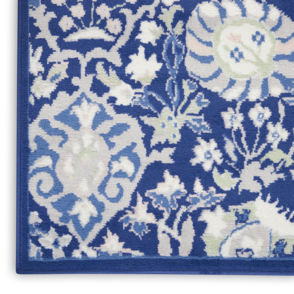 5' X 7' Ivory And Blue Floral Area Rug