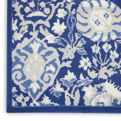 5' X 7' Ivory And Blue Floral Area Rug