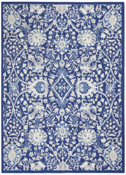 4' X 6' Ivory And Blue Floral Area Rug