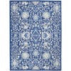 5' X 7' Navy Blue Floral Dhurrie Area Rug