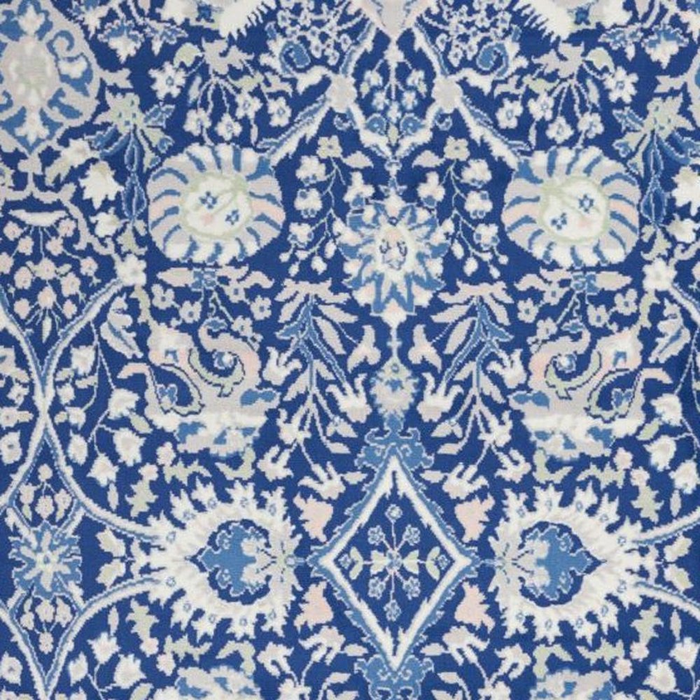 5' X 7' Ivory And Blue Floral Area Rug