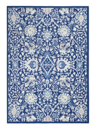 6' X 9' Navy Blue Floral Dhurrie Area Rug