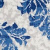 6' X 9' Ivory And Blue Damask Distressed Area Rug