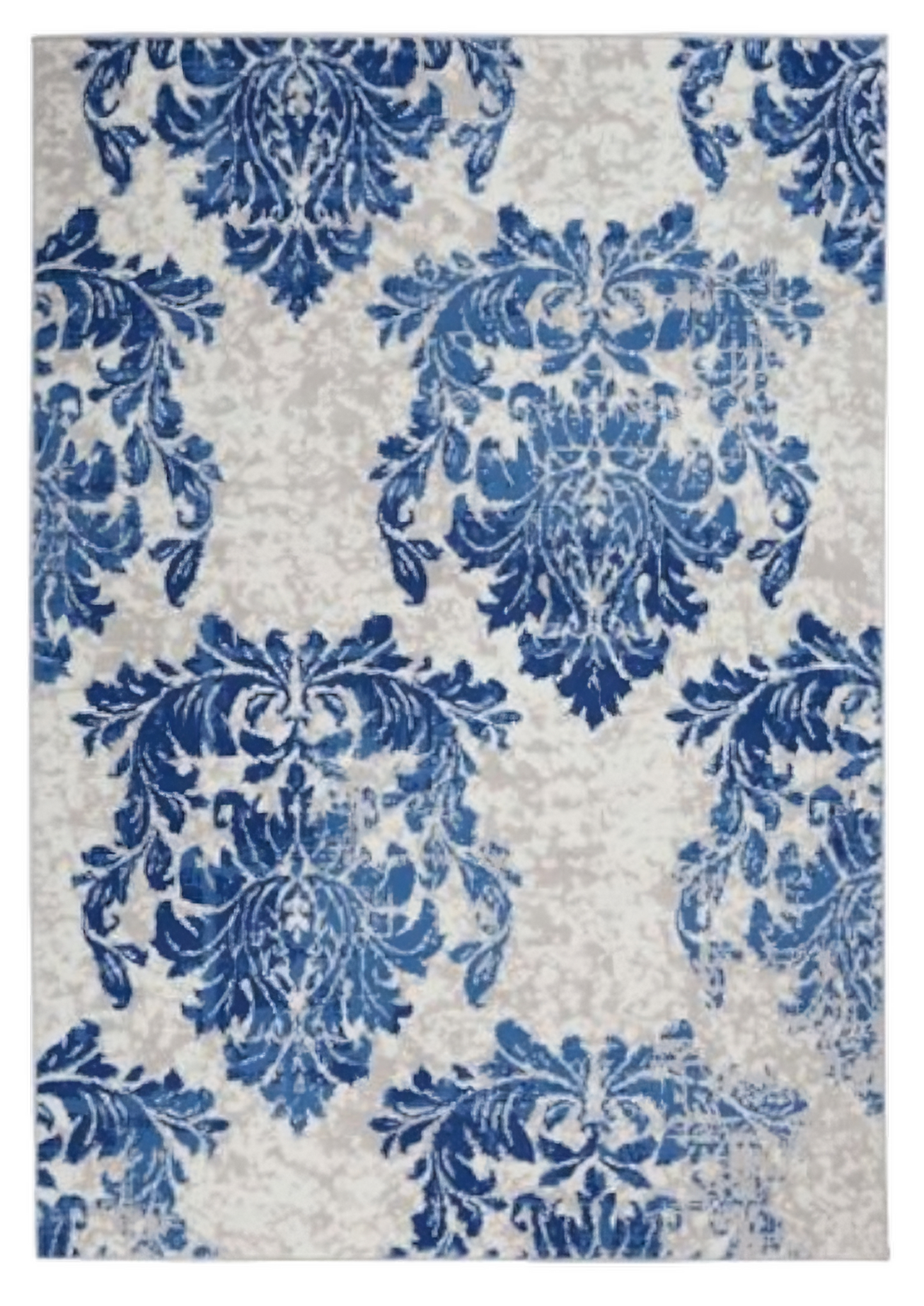 6' X 9' Blue And Ivory Floral Dhurrie Area Rug