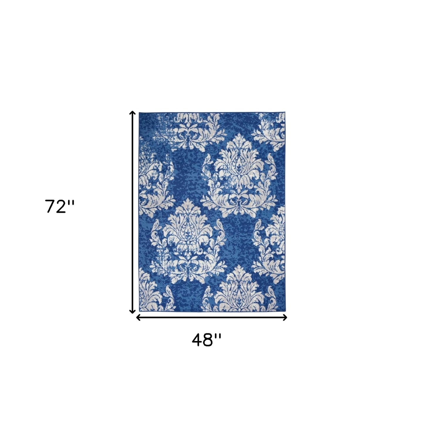 6' X 9' Blue And Ivory Floral Dhurrie Area Rug