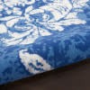 6' X 9' Ivory And Blue Damask Distressed Area Rug