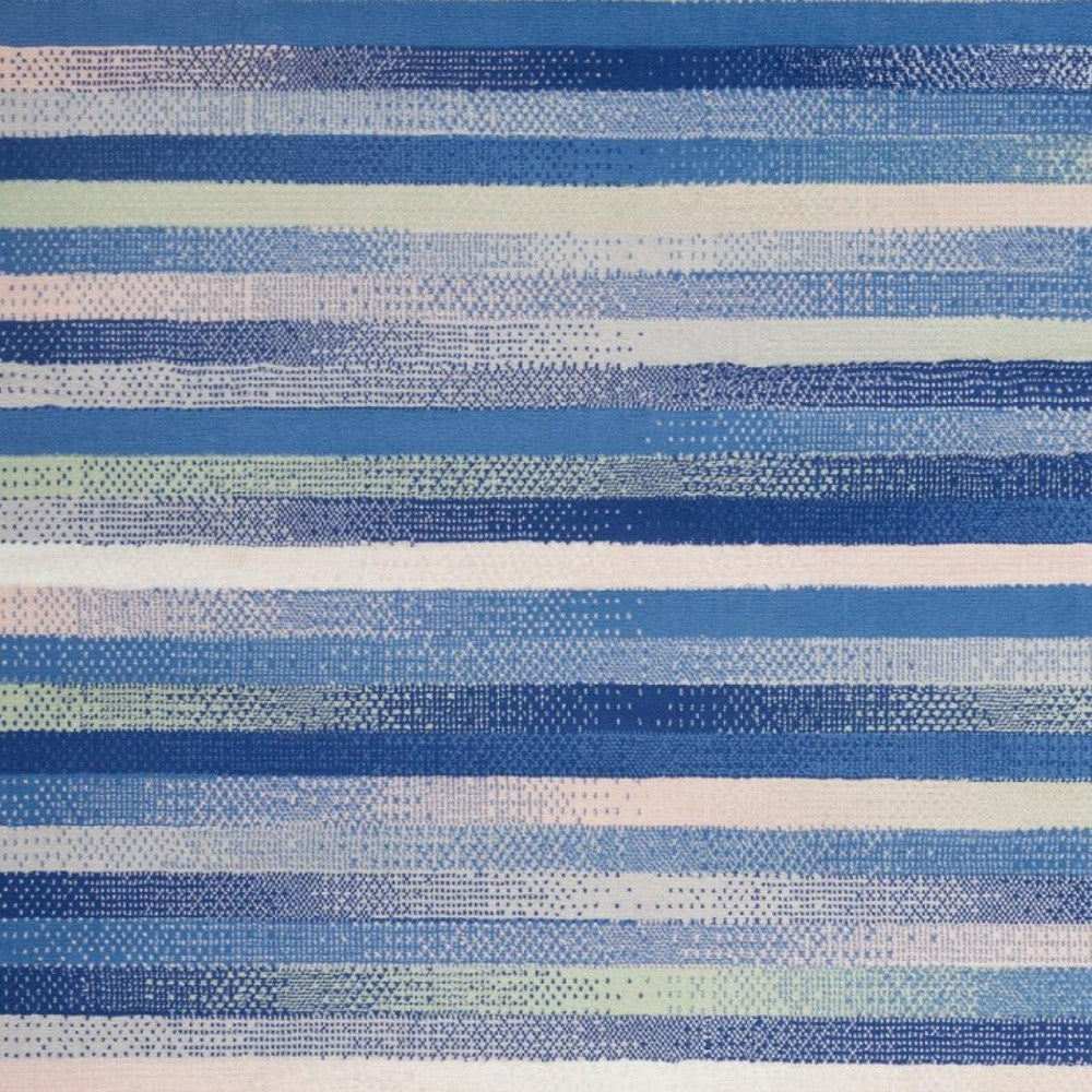 6' X 9' Blue And White Striped Dhurrie Area Rug