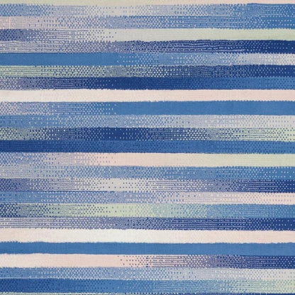 5' X 7' Blue And White Striped Distressed Area Rug