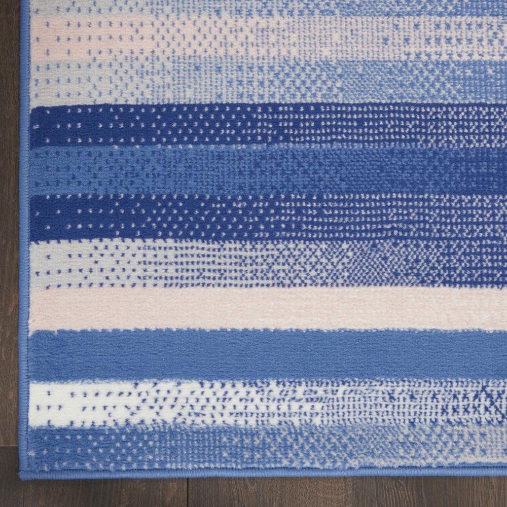 6' X 9' Blue And White Striped Distressed Area Rug