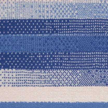4' X 6' Blue And White Striped Distressed Area Rug