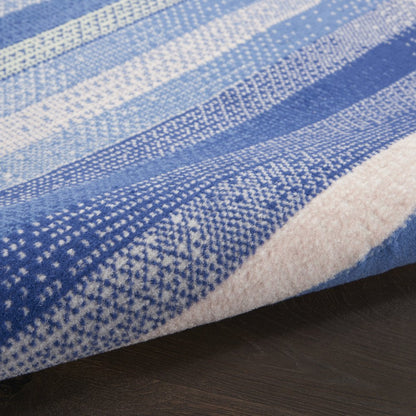 4' X 6' Blue And White Striped Distressed Area Rug