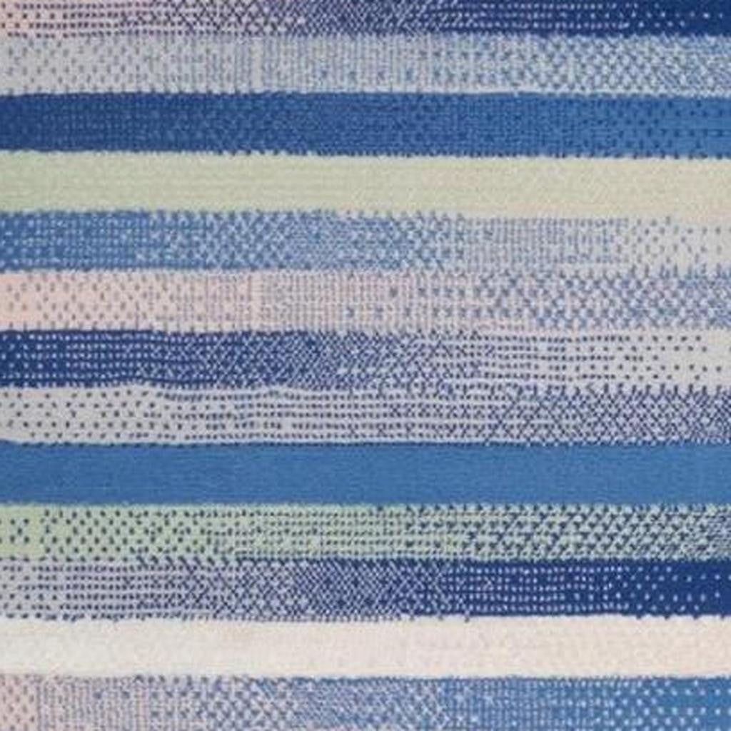 5' X 7' Blue And White Striped Distressed Area Rug
