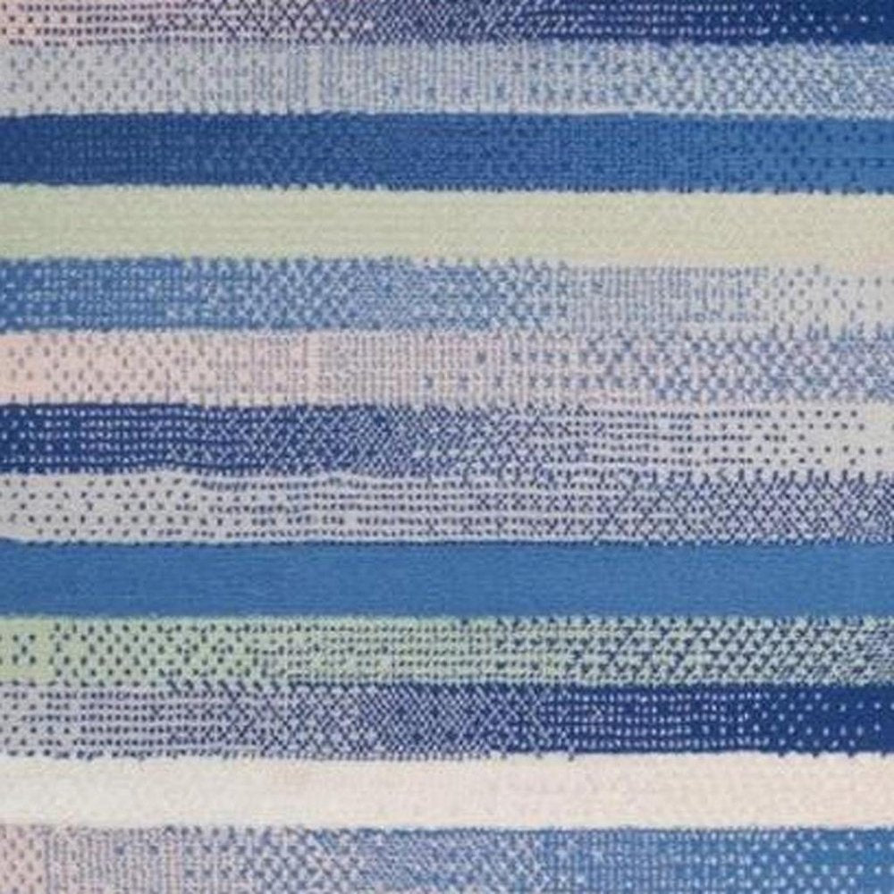 5' X 7' Blue And White Striped Distressed Area Rug