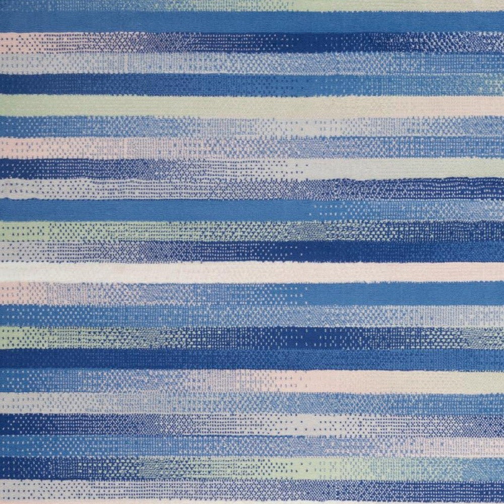 6' X 9' Blue And White Striped Dhurrie Area Rug