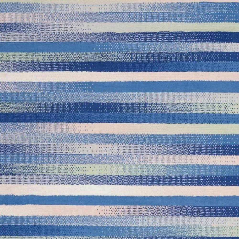 5' X 7' Blue And White Striped Distressed Area Rug