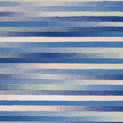 5' X 7' Blue And White Striped Distressed Area Rug