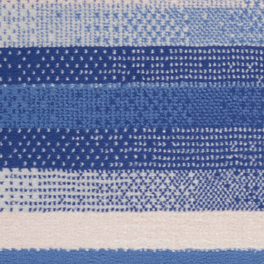 5' X 7' Blue And White Striped Distressed Area Rug