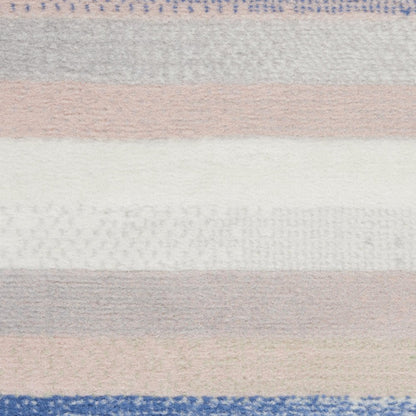 4' X 6' Ivory Blue And Green Striped Distressed Area Rug