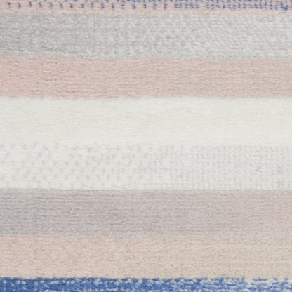 4' X 6' Ivory Blue And Green Striped Distressed Area Rug