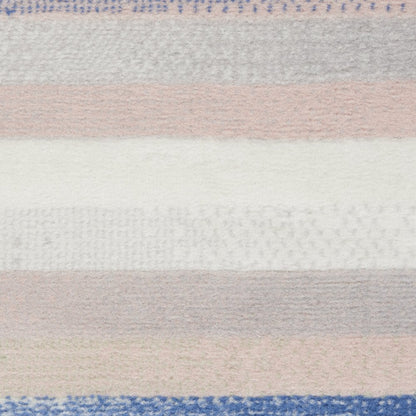 4' X 6' Ivory Blue And Green Striped Distressed Area Rug